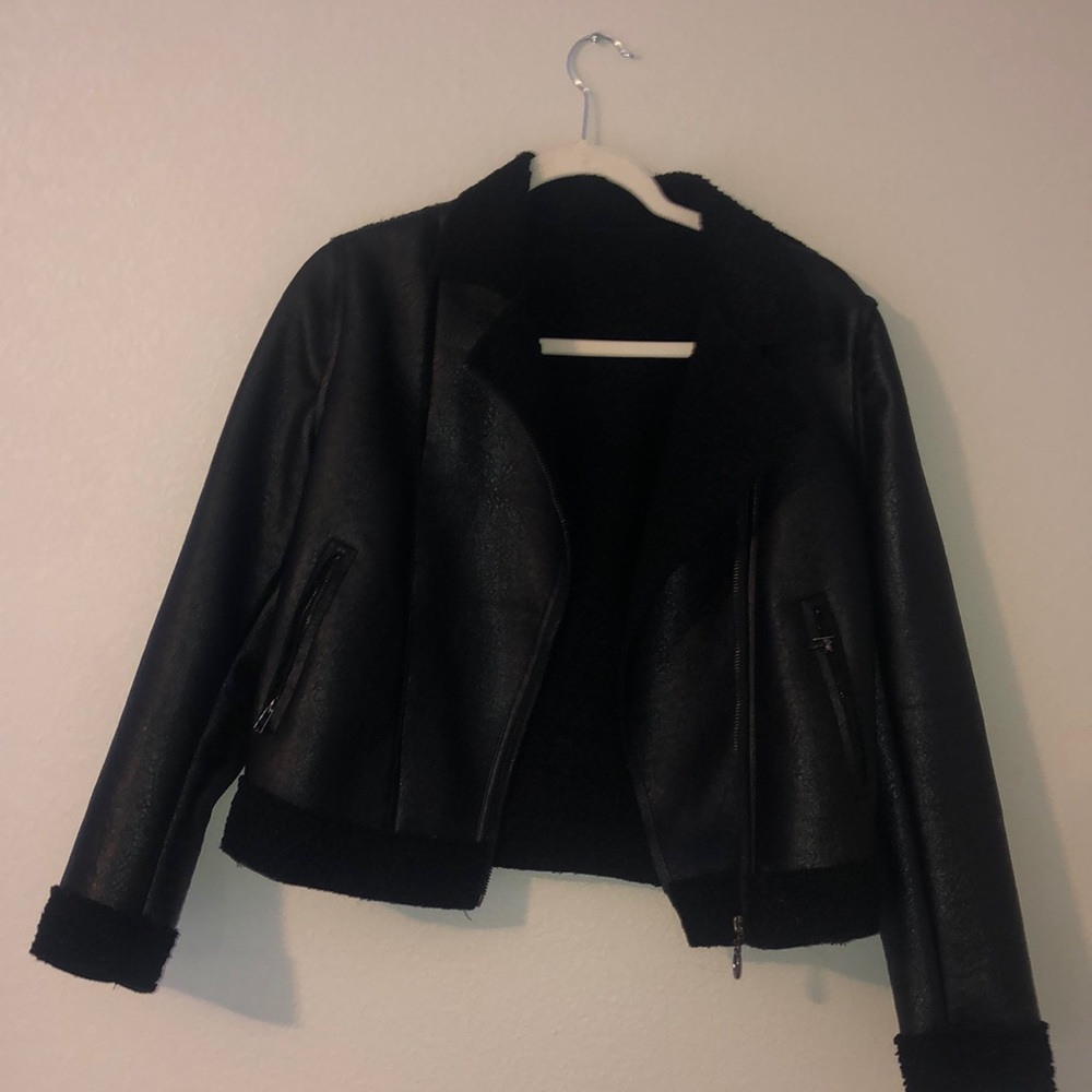 Fur leather jacket